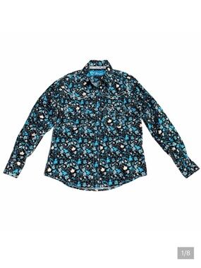 Cowgirl Hardware Girls Western Pearl Snap Button Down Shirt | Floral | Size S(6)